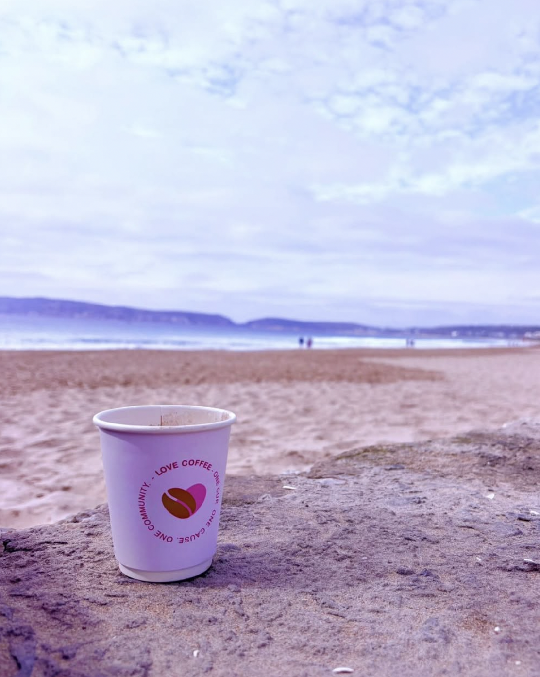Love Coffee cup on the rocks at Robberg Beach