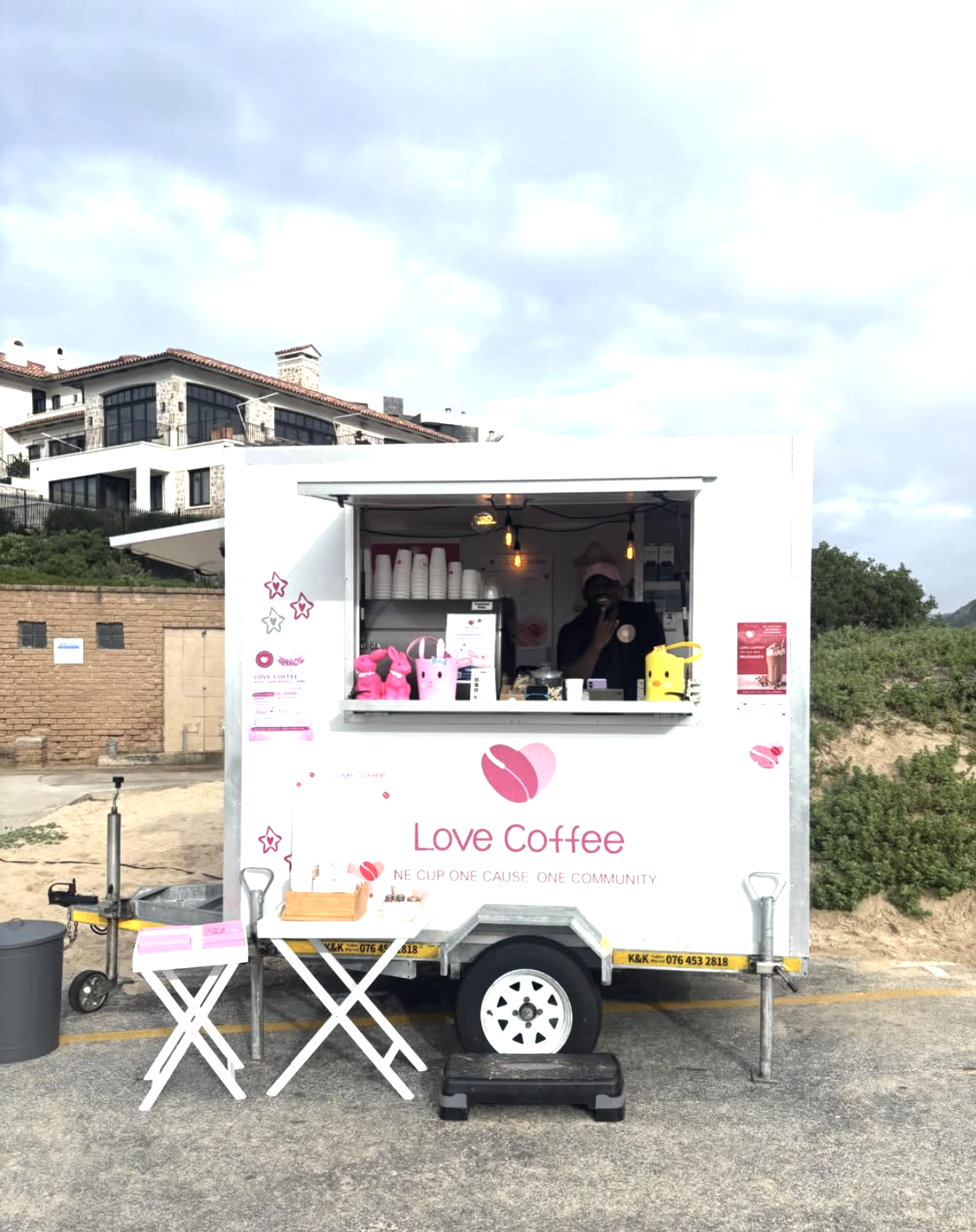 Love Coffee trailer set up for an event